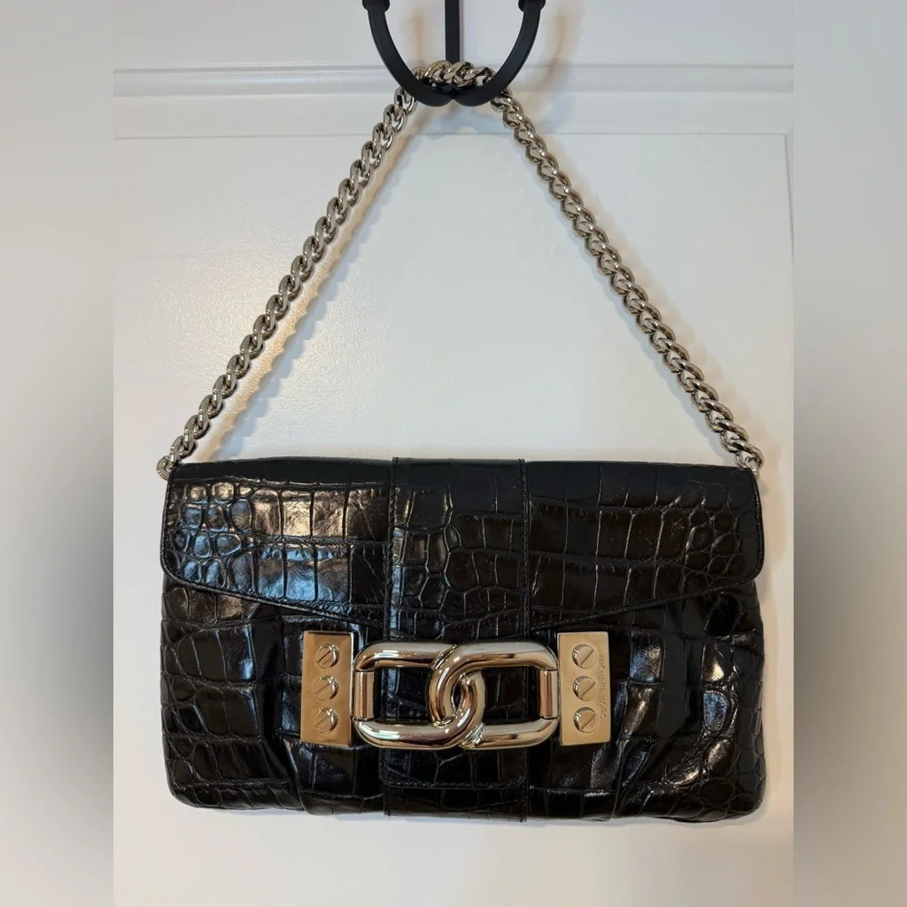 Michael Kors MK Black Leather Shoulder Bag / Purse